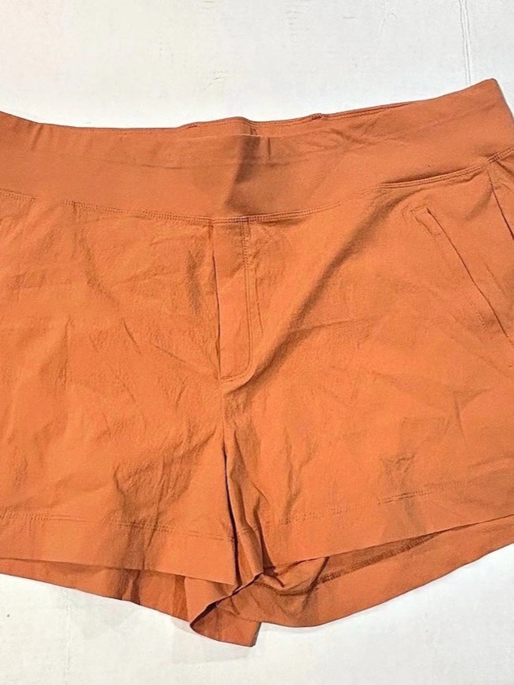 Athleta Trekkie North Short Athletic Shorts Orange Waist 22